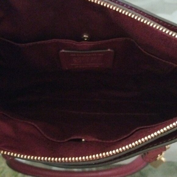 COACH F77884 Pebbled Leather Mia Satchel, IM/Wine - Picture 6 of 7